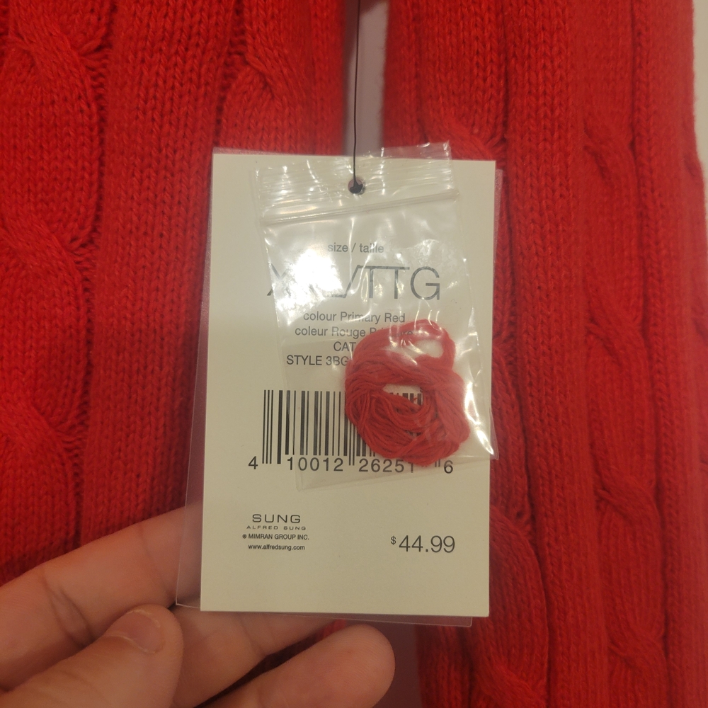 ALFRED SUNG V-Neck Lady's Red Sweater - Picture 3 of 3